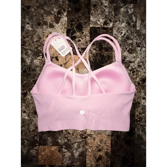 LULULEMON LIKE A CLOUD LONGLINE BRA B/C RIBBED PINK COLOR SIZE 4 NWT